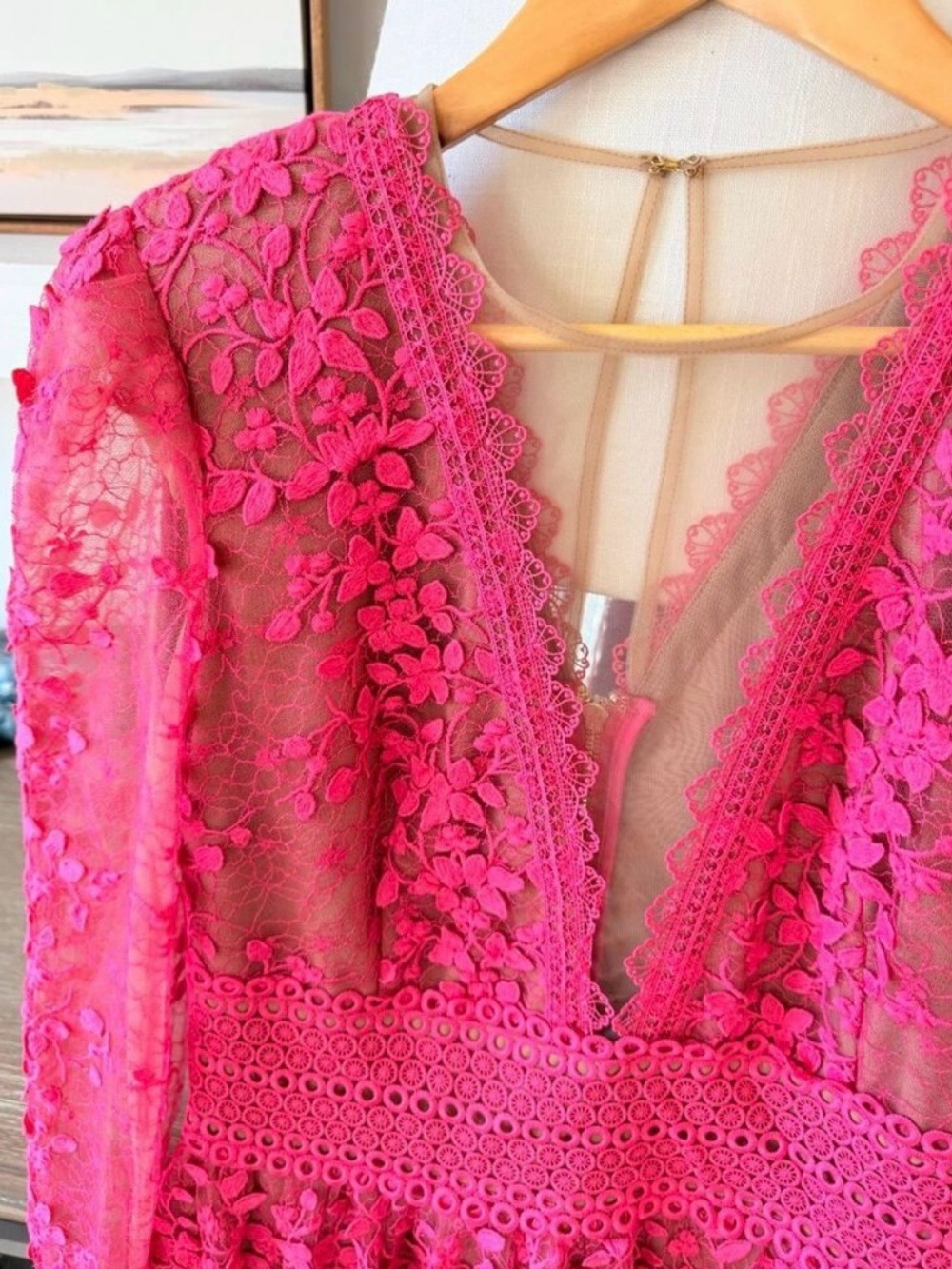 Bronx and Banco Megan Long-Sleeve Mini Dress Dark Pink - Picture 6 of 9